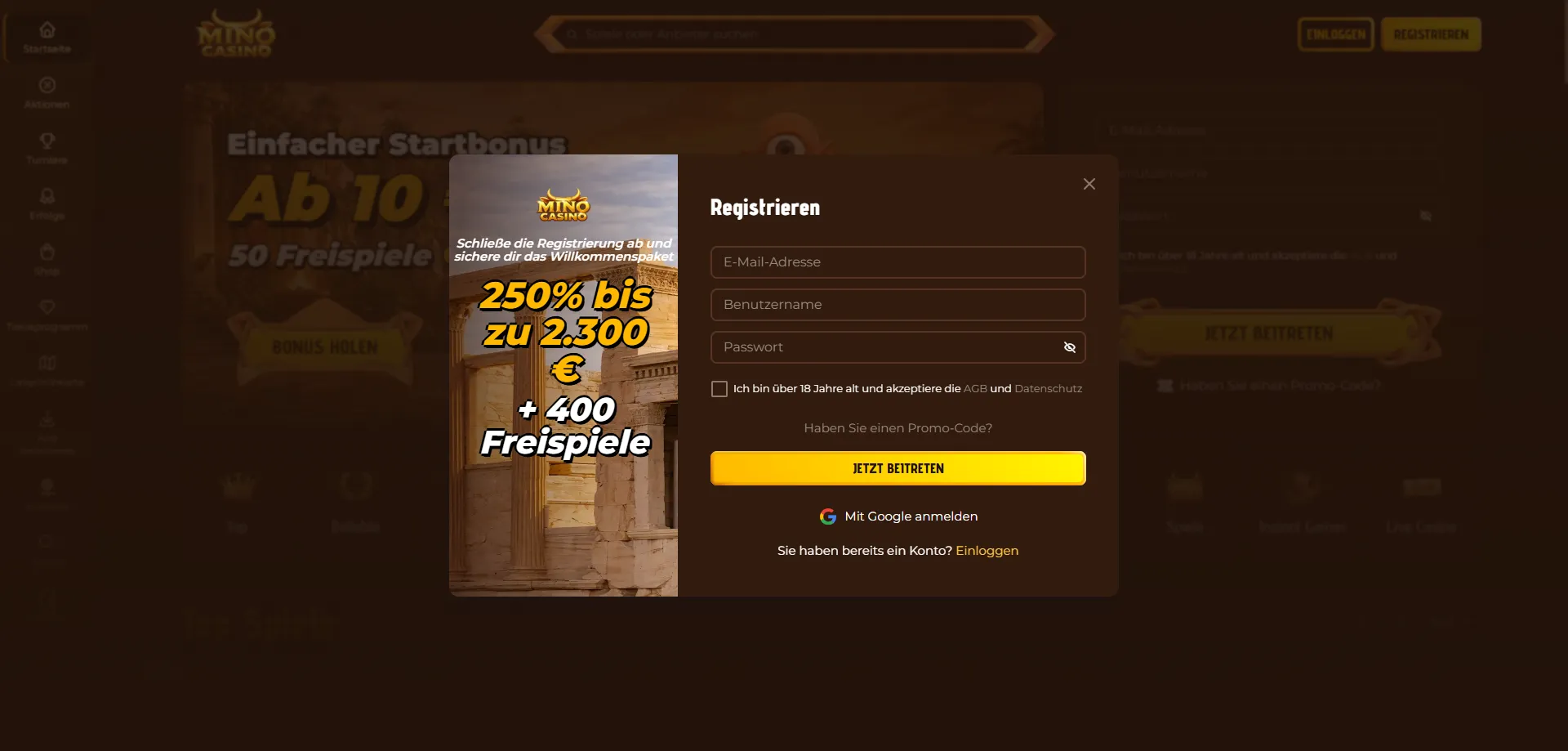 Mino Casino registrazione nuovo account — procedura passo per passo