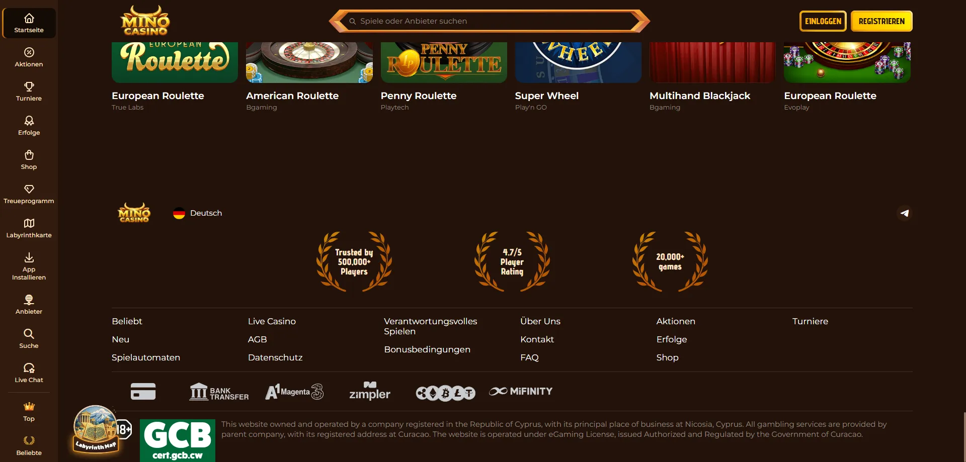 Metodi di pagamento disponibili su Mino Casino per italiani
